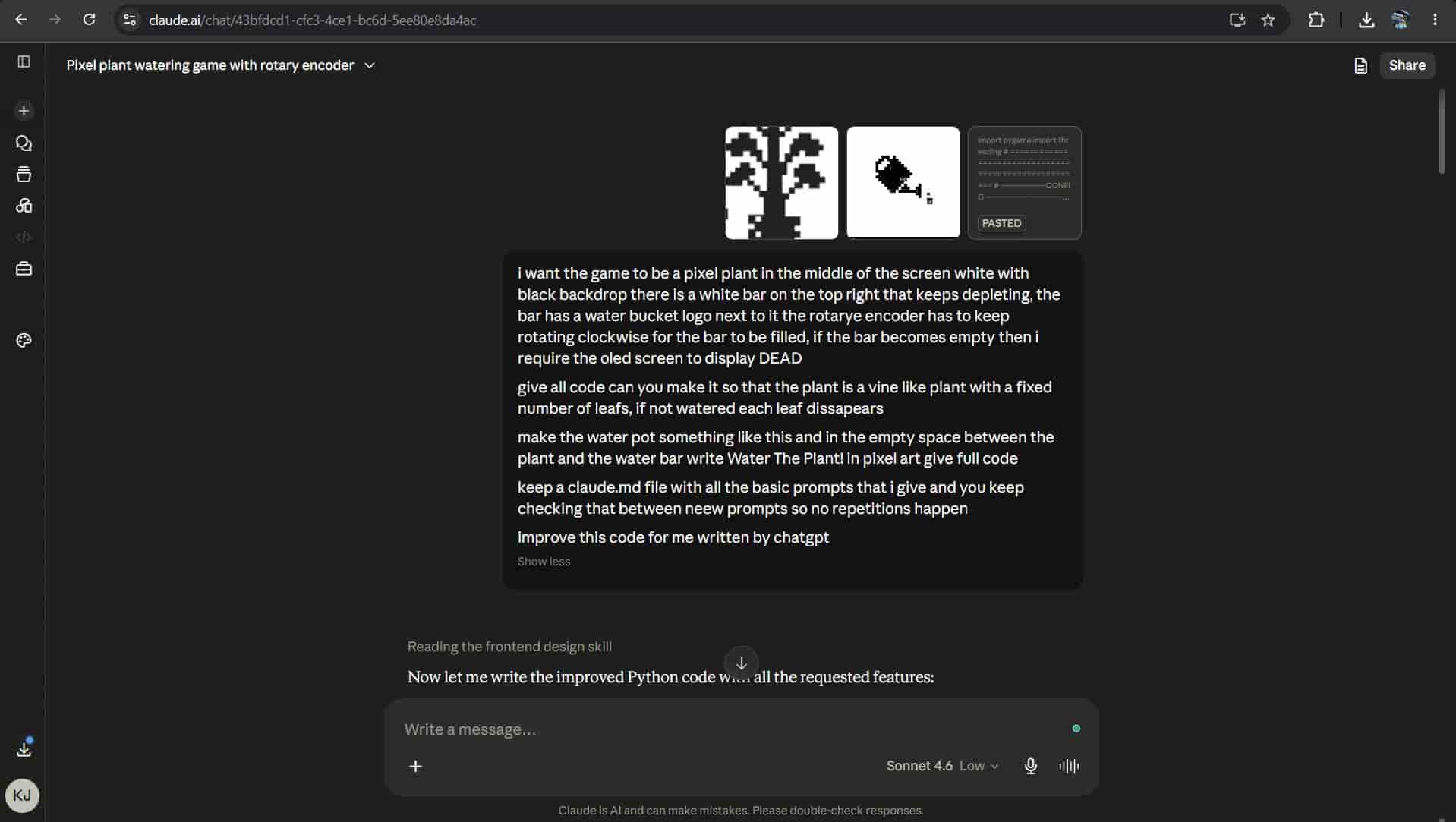 Claude prompt screenshot